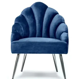 NORDLYS Bolge lænestol - blå fløjl og metal