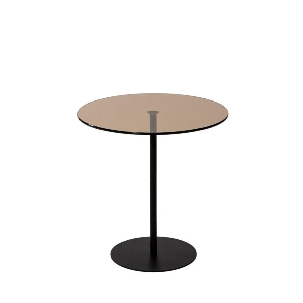 NORDVÄRK Chill sidebord, rund - bronze glas og sort metal (Ø50)