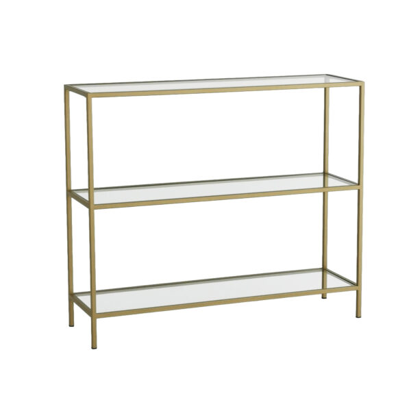 NORDVÄRK D101 konsolbord, m. 2 hylder - glas og guld metal (100x30)