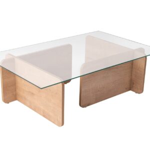 NORDVÄRK Flavio sofabord, rektangulær - glas og Honey Oak melamin (105x65)