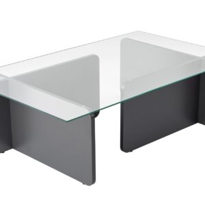 NORDVÄRK Flavio sofabord, rektangulær - glas og antracitgrå melamin (105x65)