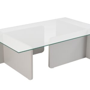 NORDVÄRK Flavio sofabord, rektangulær - glas og grå melamin (105x65)