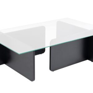 NORDVÄRK Flavio sofabord, rektangulær - glas og sort træ melamin (105x65)