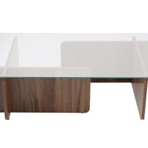 NORDVÄRK Flavio sofabord, rektangulær - glas og valnød melamin (105x65)