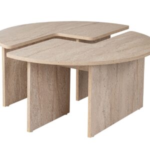 NORDVÄRK Moira sofabord, rund - travertin melamin (Ø90)