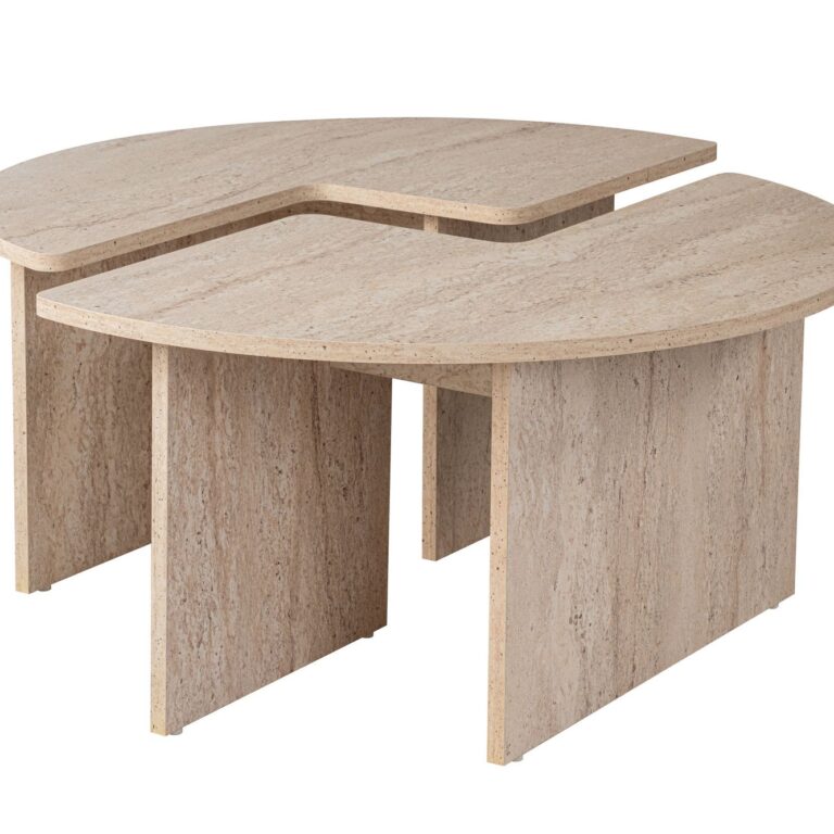 NORDVÄRK Moira sofabord, rund - travertin melamin (Ø90)