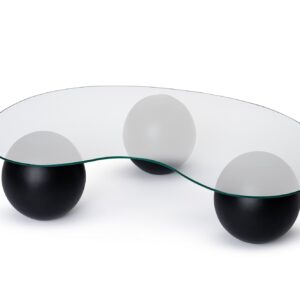 NORDVÄRK Sphere sofabord - glas og sort polyurethan (120x30)