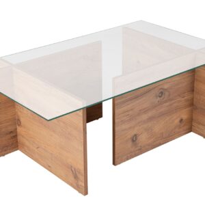 NORDVÄRK Vetrino sofabord, rektangulær - glas og Atlantisk fyrretræ melamin (105x65)