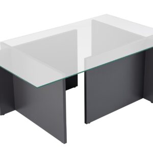 NORDVÄRK Vetrino sofabord, rektangulær - glas og antracitgrå melamin (105x65)