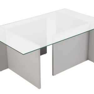 NORDVÄRK Vetrino sofabord, rektangulær - glas og grå melamin (105x65)