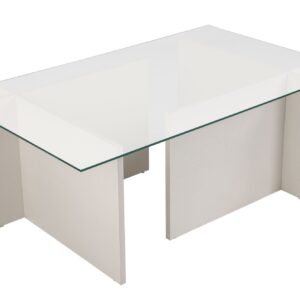 NORDVÄRK Vetrino sofabord, rektangulær - glas og hvid træ melamin (105x65)