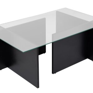 NORDVÄRK Vetrino sofabord, rektangulær - glas og sort træ melamin (105x65)