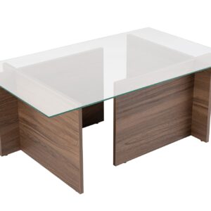 NORDVÄRK Vetrino sofabord, rektangulær - glas og valnøddefarvet melamin (105x65)