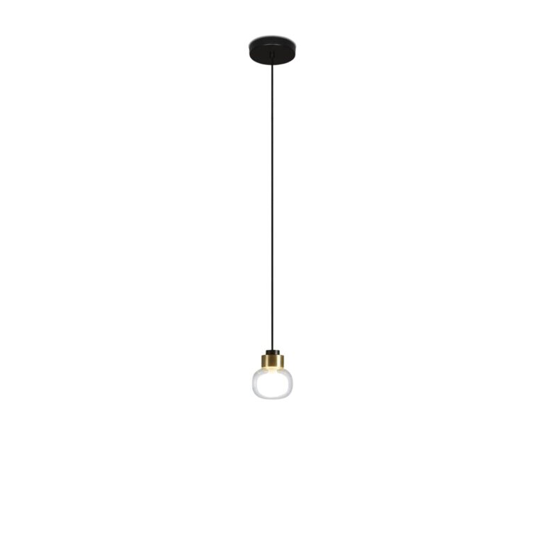 Nabila 552.21L Pendel Sort/Børstet Messing/Klar Glas