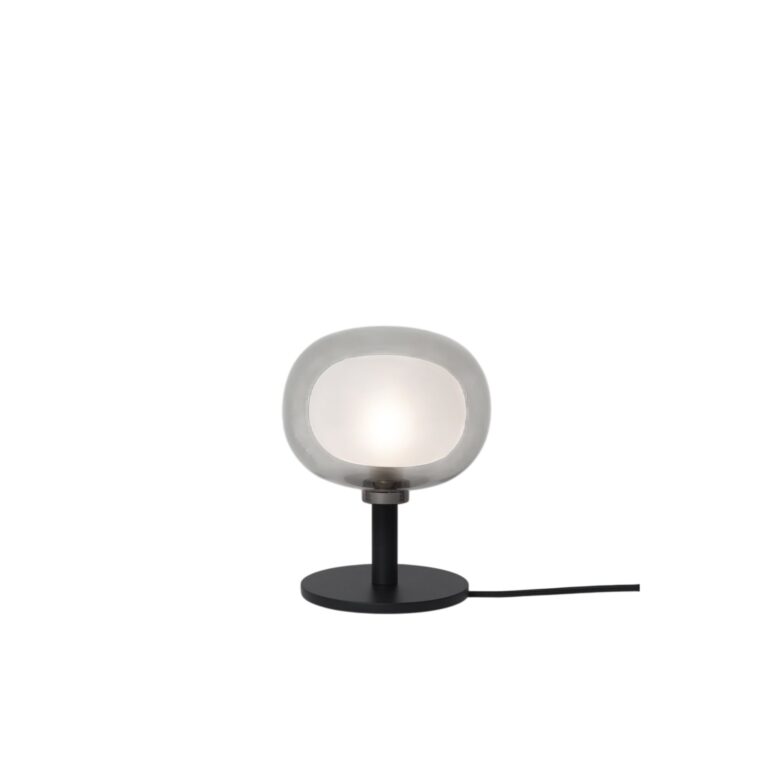 Nabila 552.32L Bordlampe Sort/Sort Krom/Røget Glas