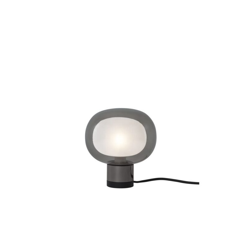 Nabila 552.36 Bordlampe Mat Sort/Sort Krom med Røget Glas