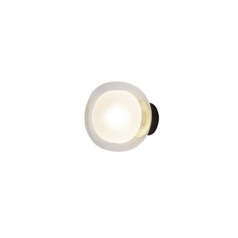 Nabila 552.41 Væg/Loftlampe Mat Sort/Børstet Messing med Klar Glas