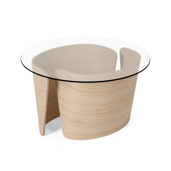 No 7 Lounge Sofabord Ø70 Høj Hvid Olieret Eg/Glas