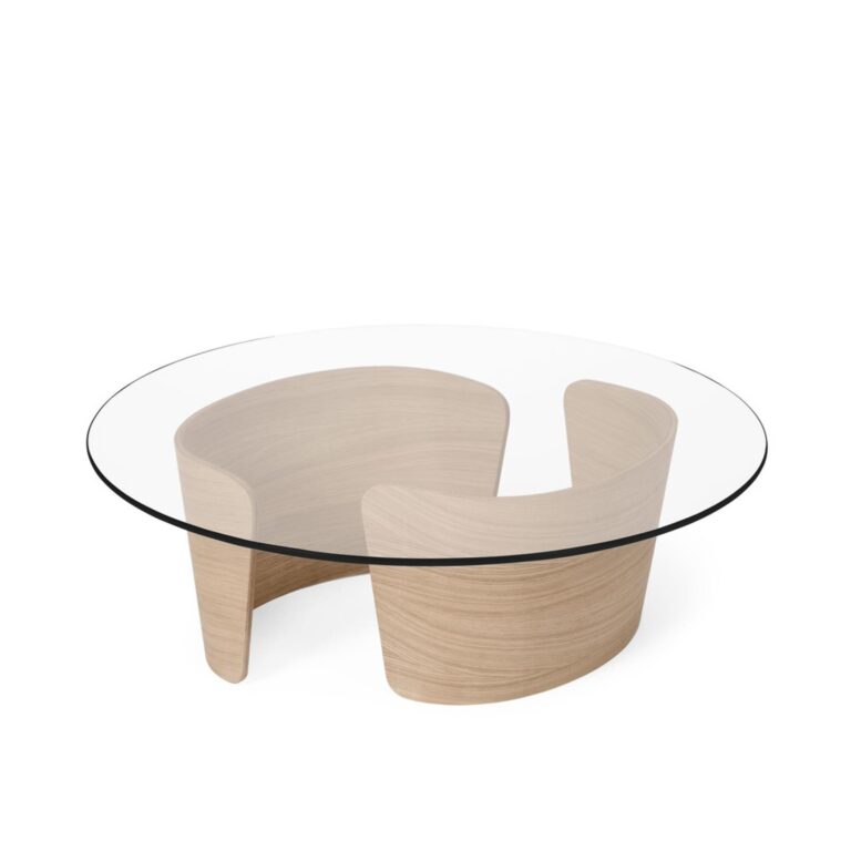 No 7 Lounge Sofabord Ø90 Lav Hvid Olieret Eg/Glas