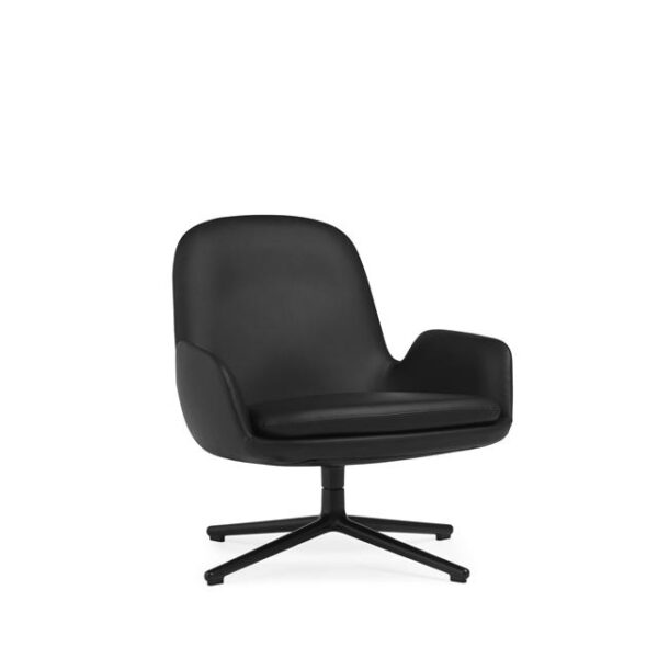 Normann Copenhagen Era Lænestol Lav M. Swivel Sort Aluminium/Sort Læder 41599