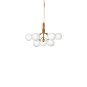 Nuura Apiales 9 Lysekrone Messing og Opal Glas