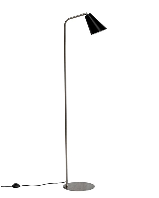 Oswald gulvlampe, sort/børstet stål