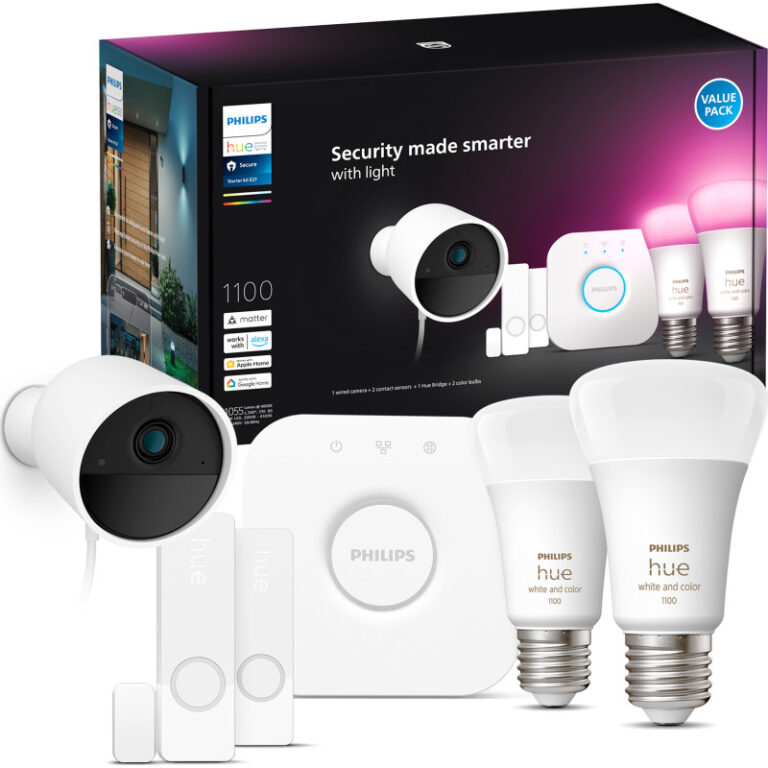 Philips Hue Secure startsæt med pærer, dør- & vinduessensor & overvågningskamera