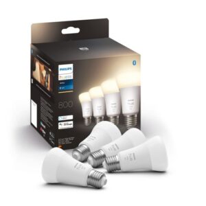 Philips Hue White E27 standardpære, 4-pak, 9W