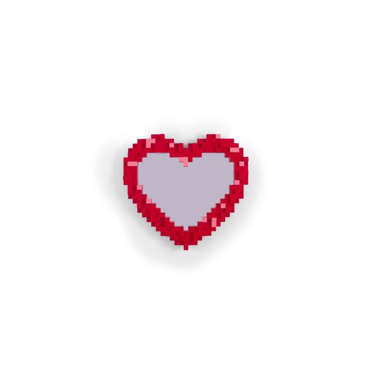 Pixel Heart Spejl Rød