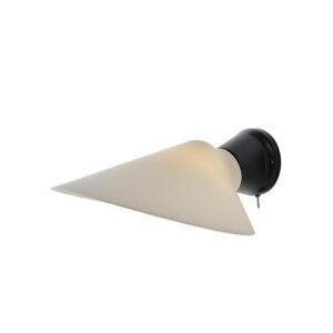 Plume væglampe m. afbryder, sort/porcelæn