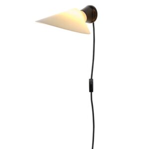 Plume væglampe m. ledning, sort/polycarbonat