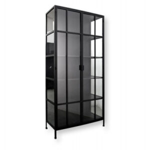 Præstø Vitrineskab i Metal - 92x40x201,5 cm - Sort