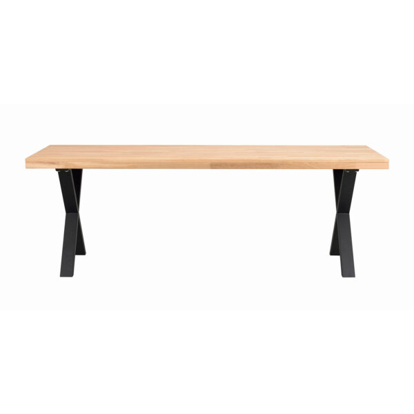 ROWICO Brooklyn rektangulær spisebord, m. udtræk - lakeret egetræ m. X-ben i sort metal (220x95)