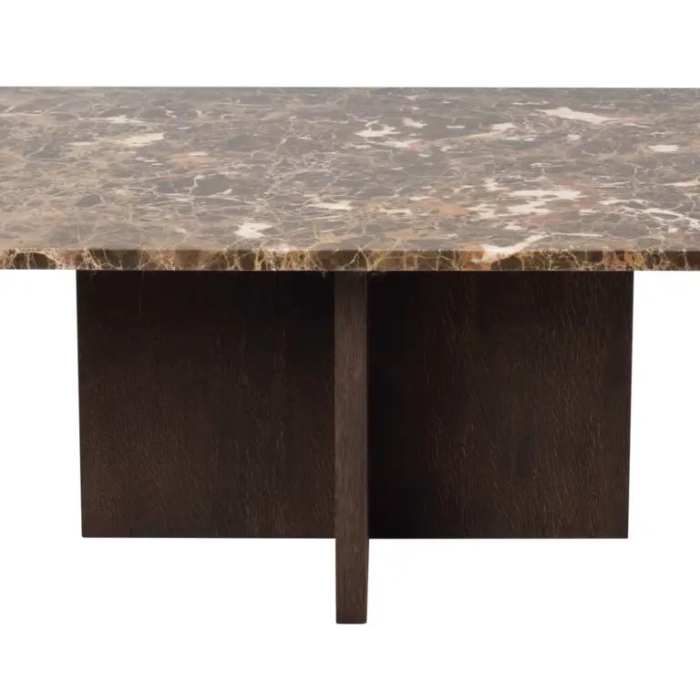 ROWICO Brooksville sofabord, kvadratisk - brun marmor og brun egefinér (90x90)