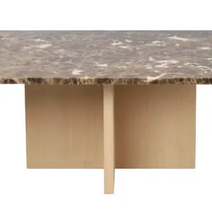ROWICO Brooksville sofabord, kvadratisk - brun marmor og hvidpigmenteret egefinér (90x90)