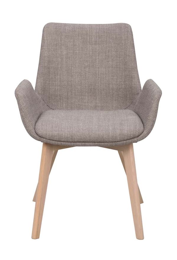 ROWICO Drimsdale lænestol, m. armlæn - grå polyester og hvidpigmenteret eg