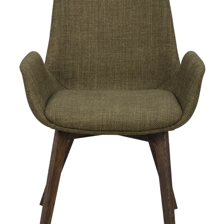 ROWICO Drimsdale lænestol, m. armlæn - grøn polyester og brun eg