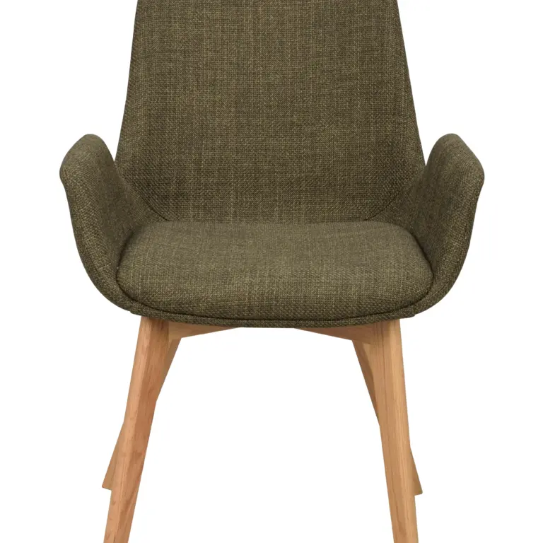 ROWICO Drimsdale lænestol, m. armlæn - grøn polyester og natur eg