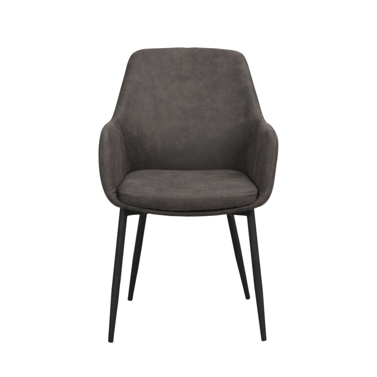 ROWICO Reily loungestol, m. armlæn - mørkegråt stof og sorte metalben