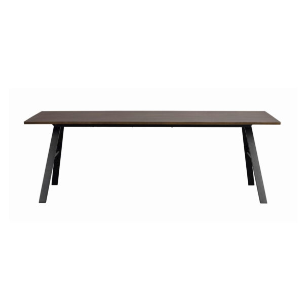 ROWICO rektangulær Brigham spisebord m. udtræk - brun vildegfiner og sort metal (220x90)
