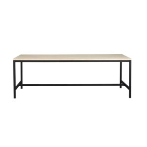 ROWICO rektangulær Everett spisebord - hvidvasket eg og sort metal (220x100)