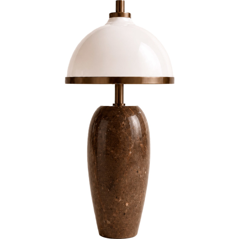 Rebello Decor Eternal Moonlight genopladelig bordlampe, brun marmor/bruneret messing