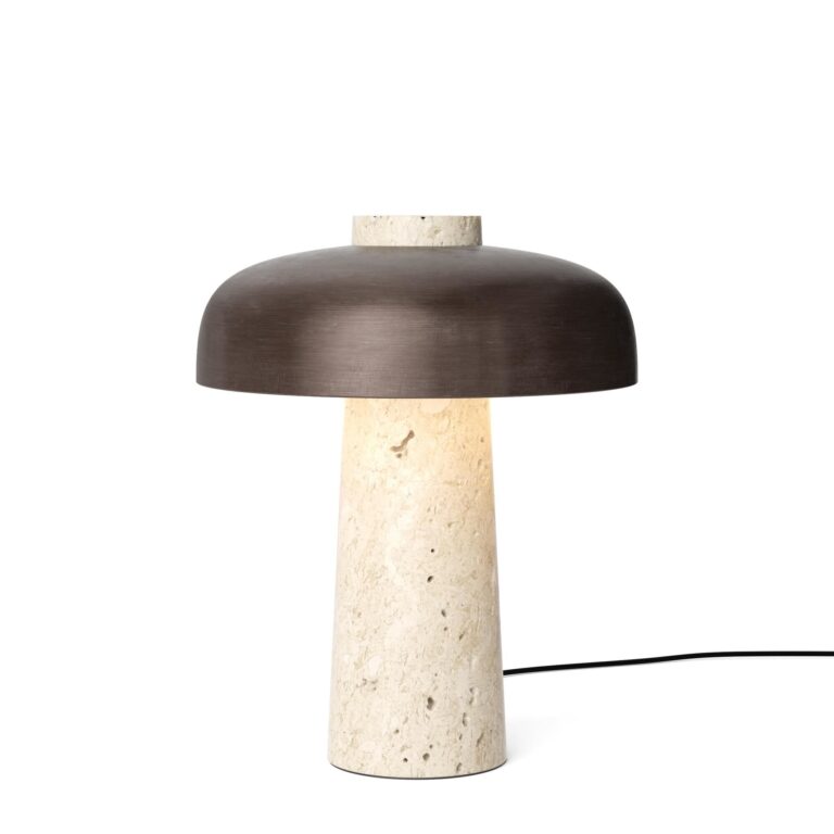 Reverse Bordlampe Travertin & Bruneret Messing