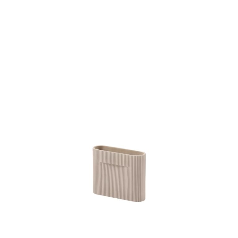 Ridge Vase Beige H16,5 cm