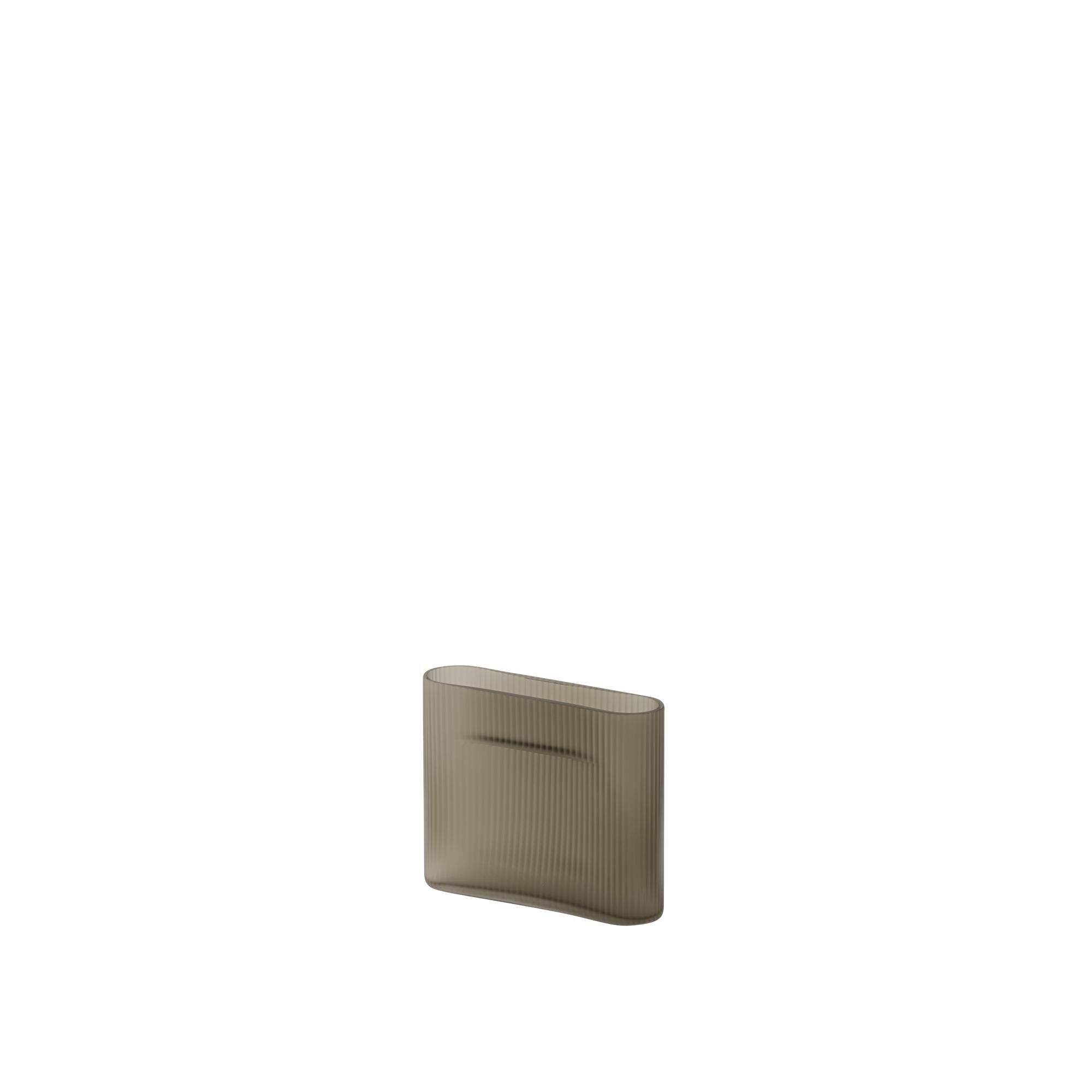 Ridge Vase H16,5 Taupe/Frostet Glas