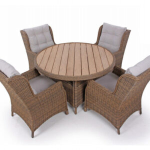 Rio Dusty Havemøbelsæt m/4 loungestole - Ø 130 cm - m/vandafv. hynder