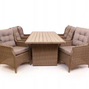 Rio Dusty Havemøbelsæt m/6 loungestole - 94x210 cm - m/vandafv. hynder