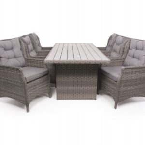 Rio Grå Havemøbelsæt m/6 loungestole - 94x210 cm - m/vandafv. hynder