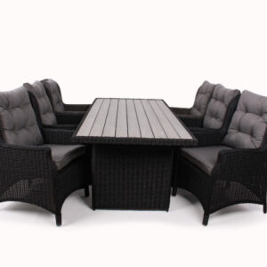 Rio Sort Havemøbelsæt m/6 loungestole - 94x210 cm