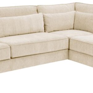 SOFAKONCEPT Cilla hjørnesofa, m. højre hvilemodul og 5 puder - creme stof og sort polypropylen